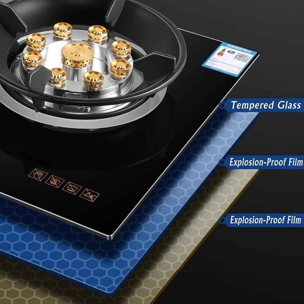 NIKKHO Gas Stove 2 Burners,Built-in Black Glass Gas Hob with Timer and Flame Failure Protection,NG/LPG Convertible,Desktop/Embedded Pulse Ignition (Color : NG)
