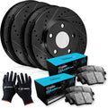 R1 Concepts Front and Rear Brake Kit Fits 2011-2014 Ford Edge; 2011-2015 Lincoln MKX| Ceramic Brake Pads and Drilled Slotted Brake Rotors| 12.6' Front & 13.0' Rear