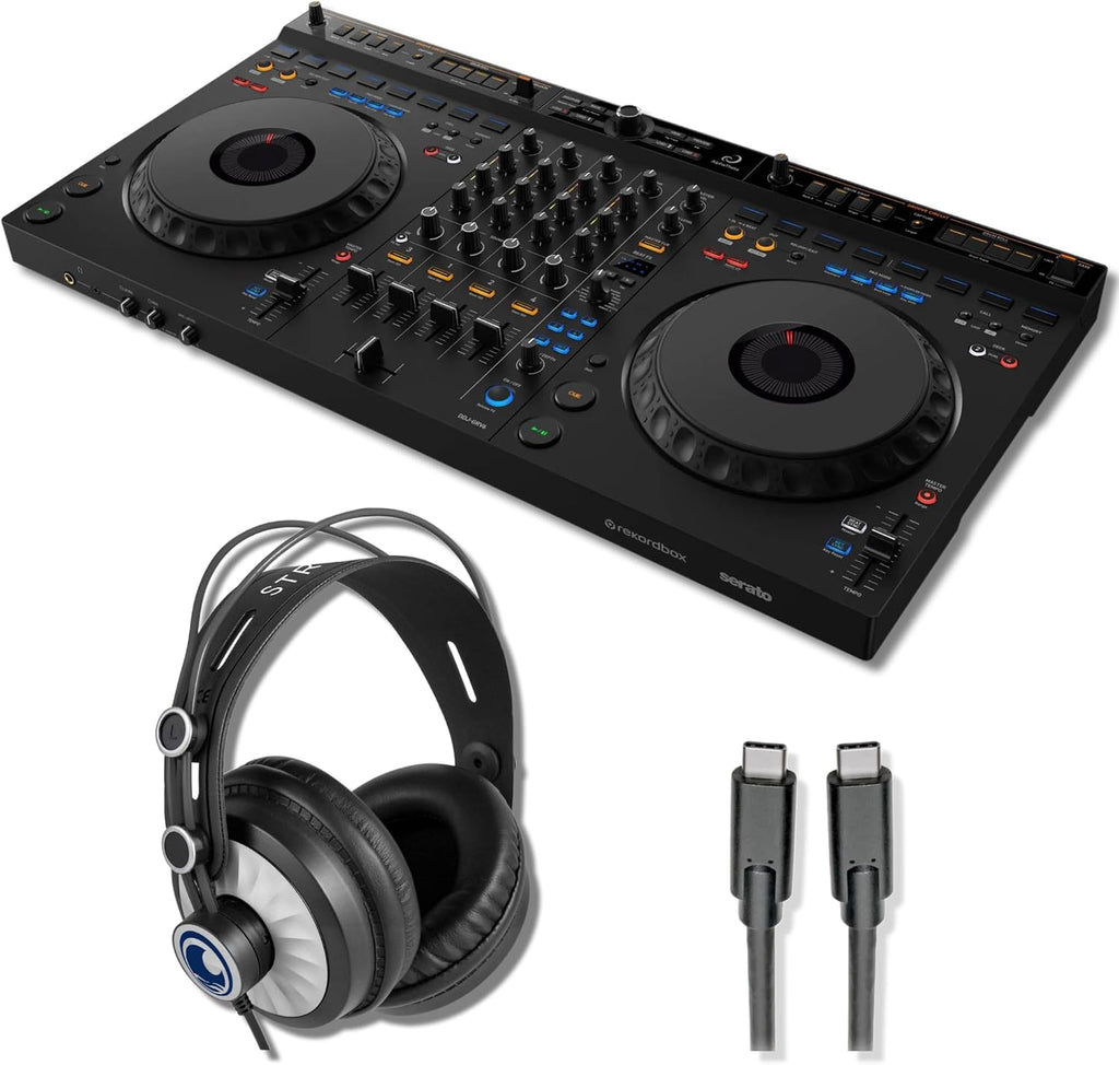 DDJ-GRV6 4-Channel DJ Controller with StreamEye Cans50 Professional Studio Headphones
