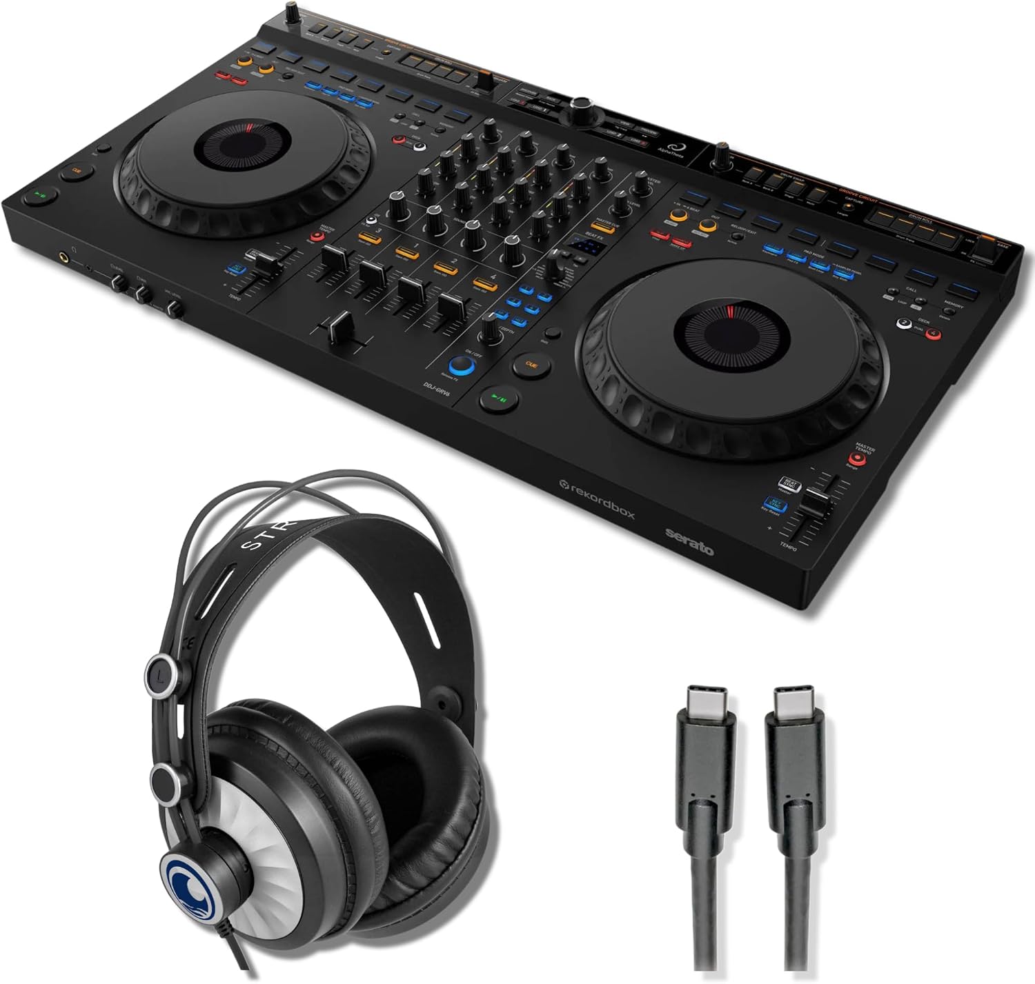 DDJ-GRV6 4-Channel DJ Controller with StreamEye Cans50 Professional Studio Headphones