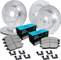 R1 Concepts Front and Rear Brake Kit Fits 2012-2016 Honda CR-V FWD| Ceramic Pads, Drilled Slotted Rotors| Hardware| 11.8' Front & 12.0' Rear