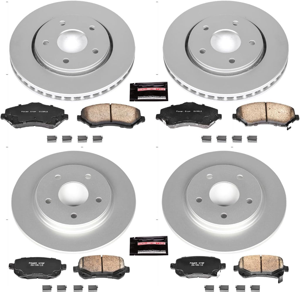 PowerStop Front and Rear Brake Kit for Chrysler Town & Country 2008-12 |Dodge Grand Caravan 2008-12 |Journey 2009-12 - Fully-Coated Disc Rotors with Z17 Ceramic Brake Pads Replacement, CRK4015