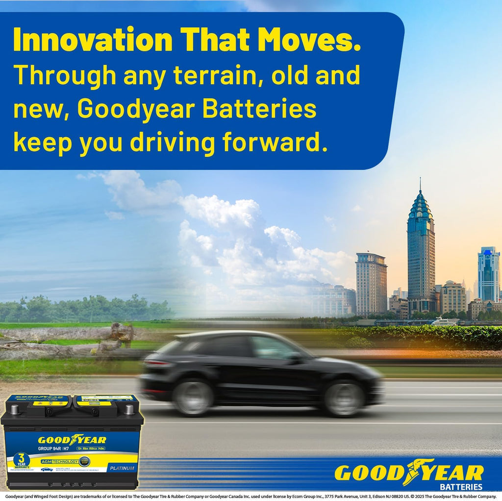 Goodyear 94R-H7-AGM BCI Group Size 94R 12V 80 AH, 140RC, 850 CCA Platinum series Rechargeable AGM Maintenance Free Automotive Battery