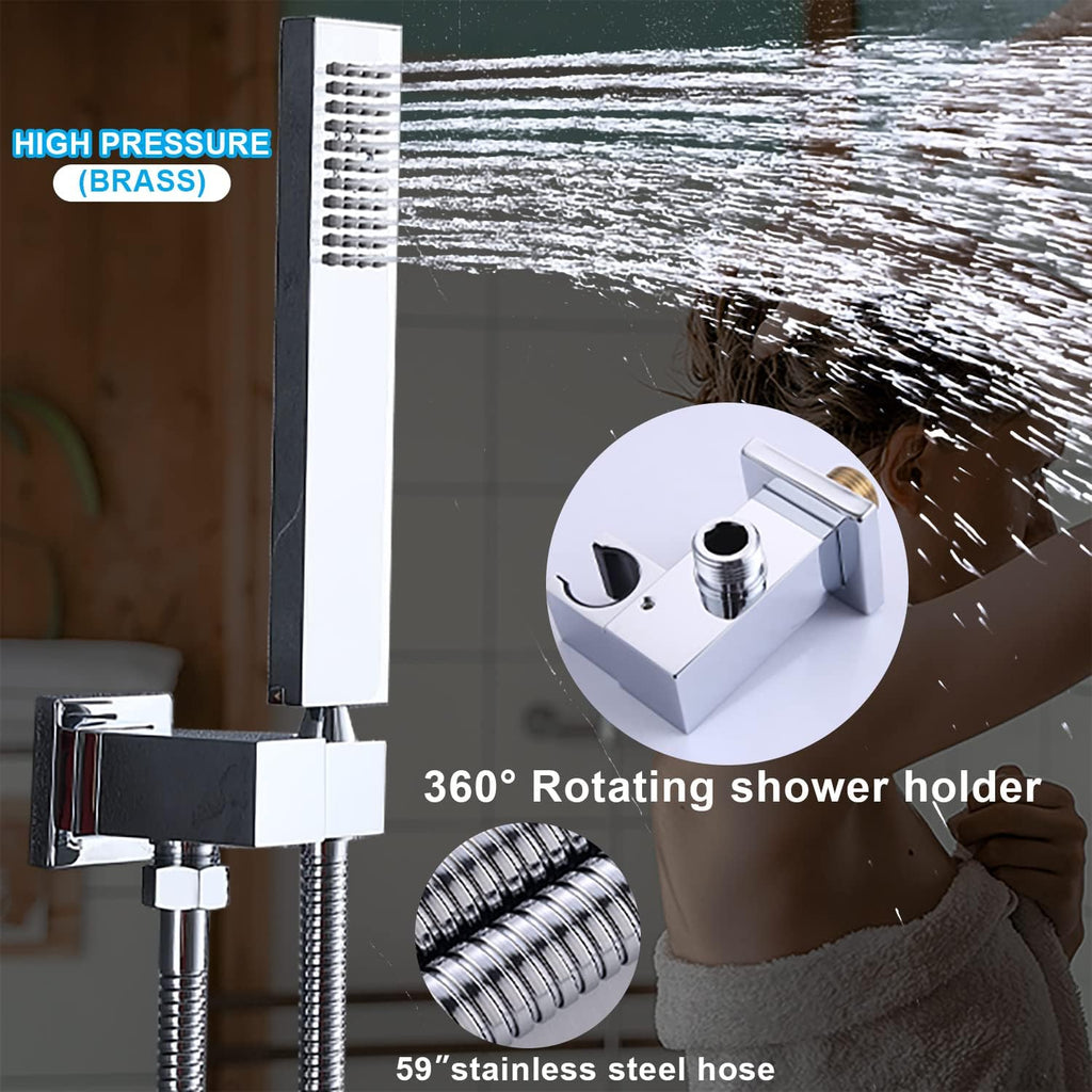 Luxury 15.7x31.5inch LED Rainfall Shower Multi Shower Head Thermostatic Shower System with Body Spray, Chrome