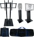 Rockville RTP33-TV Black Totem DJ Speaker/Lighting Stand, Detachable TV Mount, Adjustable Height, Stable Base, for DJs and Event Professionals