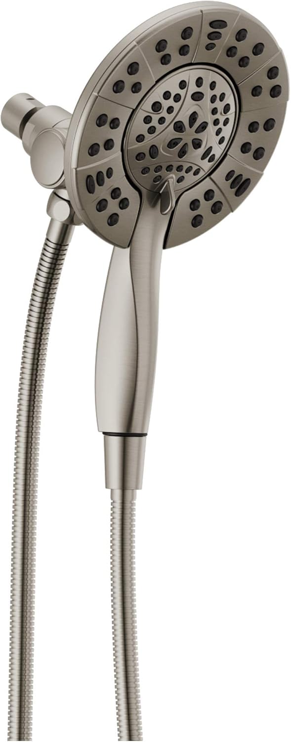 Delta 4-Setting In2ition 2-in-1 Dual Shower Head with HandHeld Spray, Brushed Nickel Detachable Shower Head with Hose, Showerhead, 1.75 GPM Flow Rate, Stainless 58499-SS