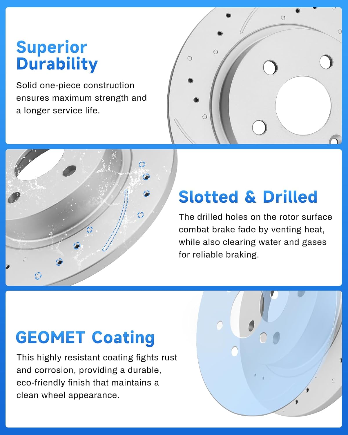 Anpulsero Brake Pads And Rotors Kit Rear Compatible with 2006-2022 Dodge Charger, 2009 Challenger, Automotive Replacement Brake Kits Geomet 53021 D1057A-8495 Drilled And Slotted Rotors 319.9mm(12.6in)