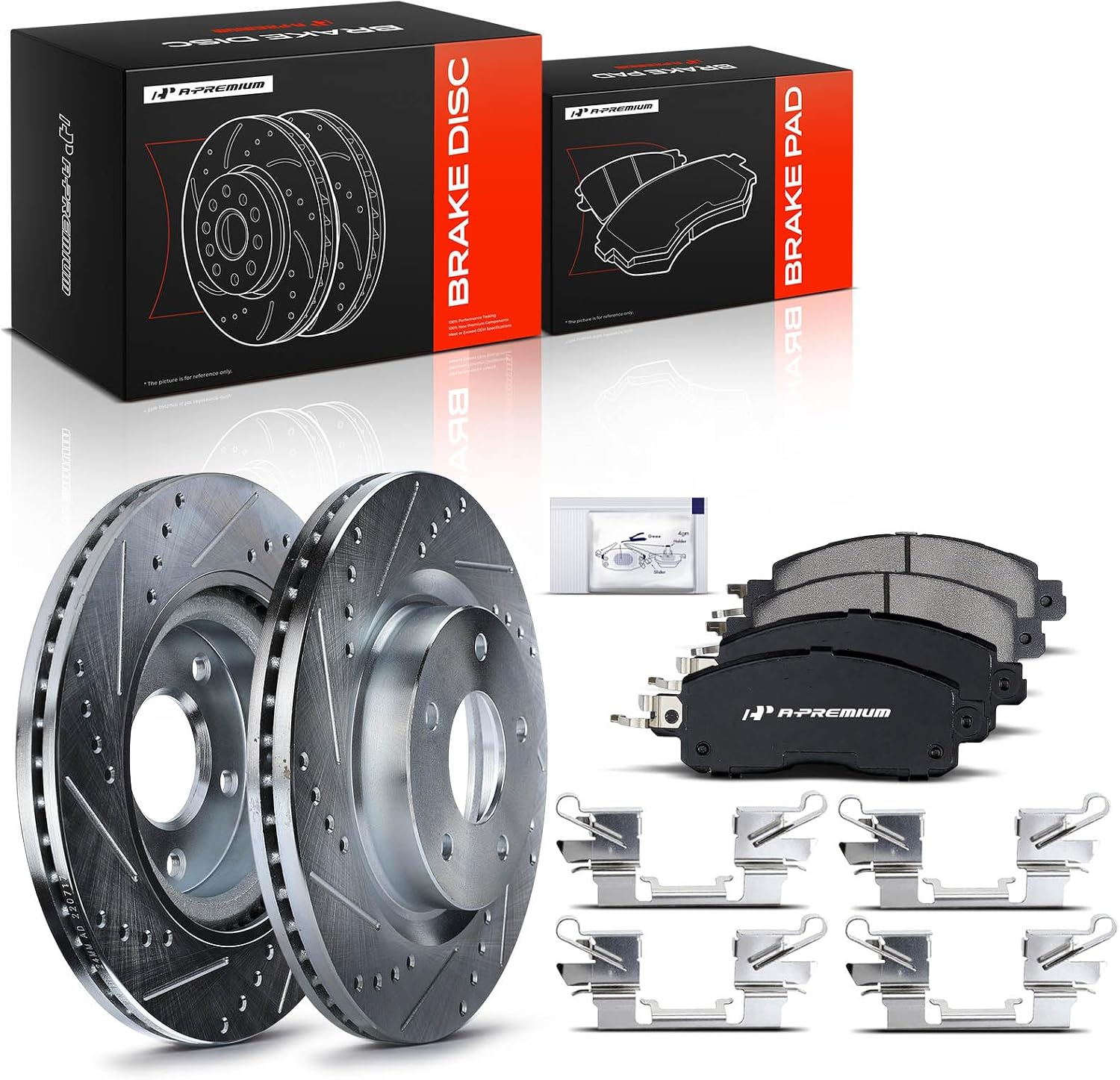 A-Premium 11.65 inch(295.91 mm) Front Drilled and Slotted Disc Brake Rotors + Ceramic Pads Kit Compatible with Select Nissan Models - Altima 2014 2015 2016 2017 2018 2019, 6-PC Set