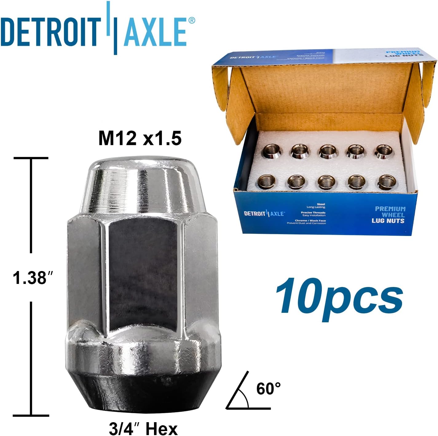 Detroit Axle - Front Drilled Rotors Brake Pads Wheel Hub Bearings w/ 10pc Lug Nuts Replacement for Chevrolet Blazer S10 Oldsmobile Bravada GMC Jimmy Isuzu Sonoma Hombre - 16pc Set