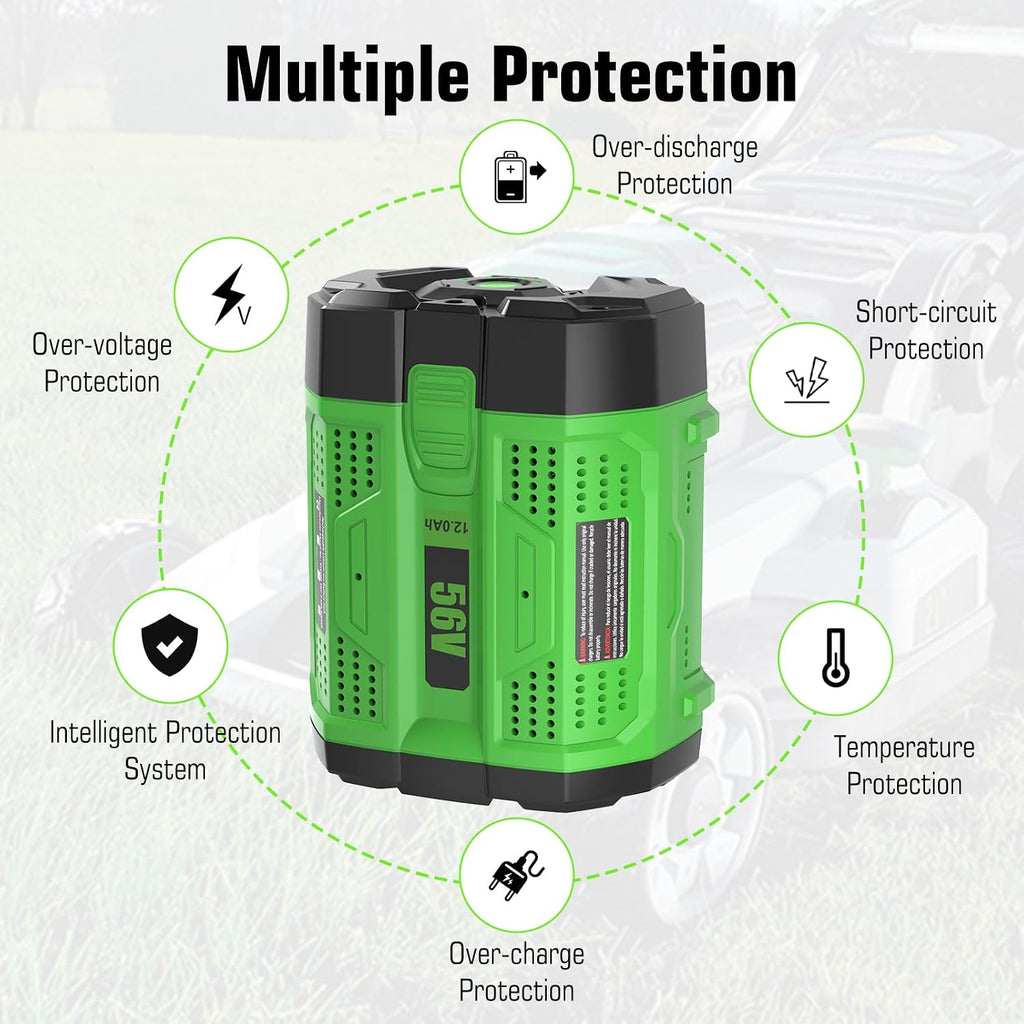 [ 12,000 mAh Ultra-High Capacity ] 2-Pack 56V Lithium Ion Battery Replacement for EGO 56V Battery Compatible with All EGO 56V Battery Power Tools CS1604 CS1804 HT2400 LB6504 PH1400 Tools Battery