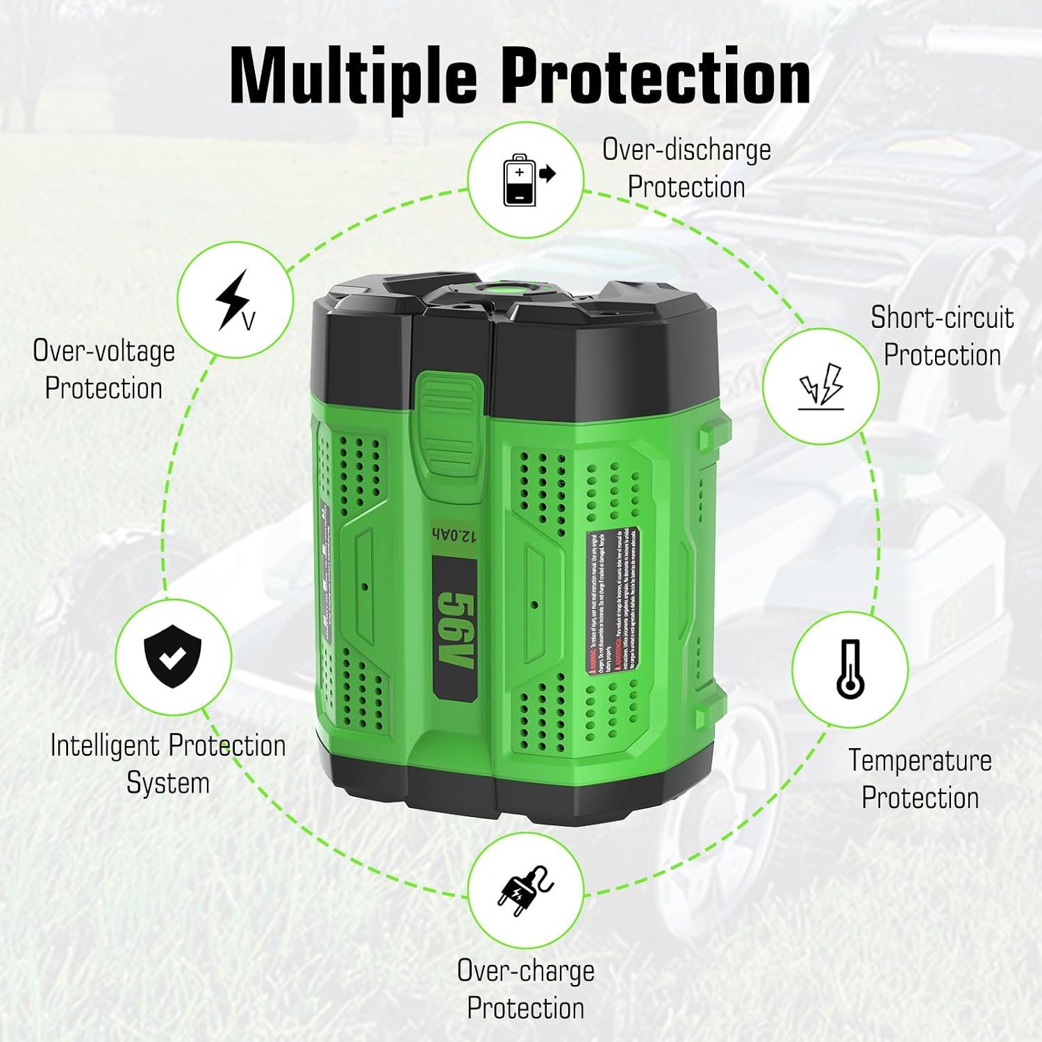 [ 12,000 mAh Ultra-High Capacity ] 2-Pack 56V Lithium Ion Battery Replacement for EGO 56V Battery Compatible with All EGO 56V Battery Power Tools CS1604 CS1804 HT2400 LB6504 PH1400 Tools Battery