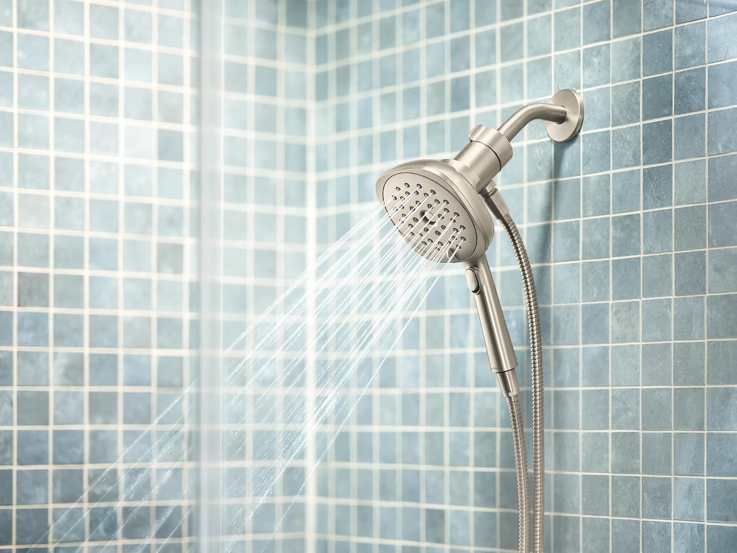 Moen Verso Infiniti Dial Square Handheld Shower, 5-Inch Diameter Spray Head, Brushed Nickel, 220H5BN