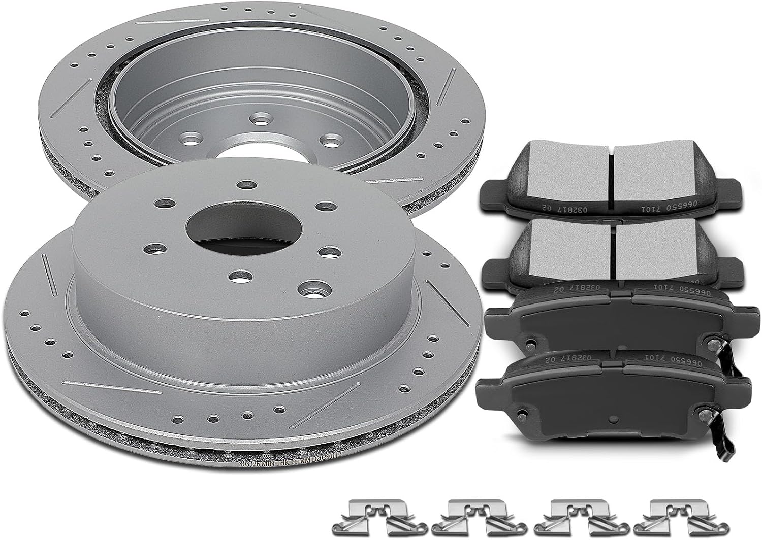 SCITOO Brake Kit Rear Brake Rotors and Ceramic Brake Pads fit for 2005-2018 for Nissan Frontier,2005-2015 for Nissan Xterra,2009-2012 for Suzuki Equator
