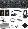 Hercules DJ Starter Kit - Starlight USB DJ Controller with On-Stage Laptop Stand, Waith Hard Carry Travel Case and Waith Cleaning Cloth - Serato DJ Lite Software Include (Bundle Set)