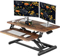 JOY worker Standing Desk Converter, 32' Wide Height Adjustable Sit Stand Up Desk Riser with Keyboard Tray, Desktop Workstation Riser for Home Office Computer Laptop, Particle Board, Rustic