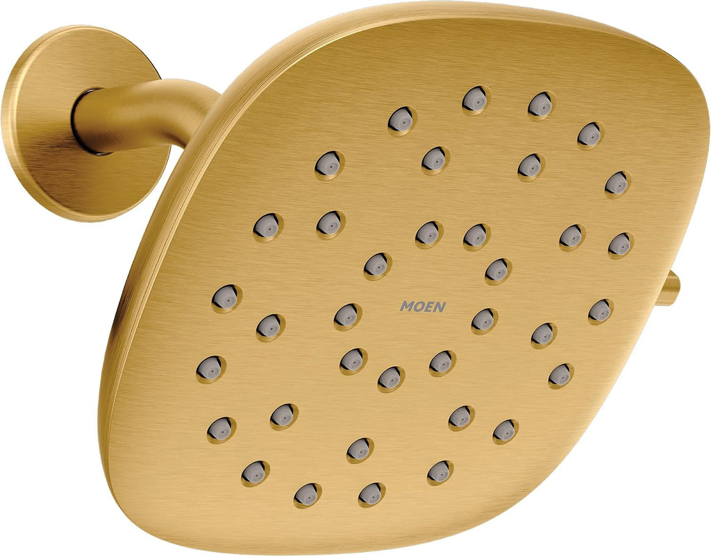 Moen Verso Eco-Performance Infiniti Dial Square Rain Shower Head, 7-Inch Diameter Spray Head, Brushed Gold, 220R5EPBG