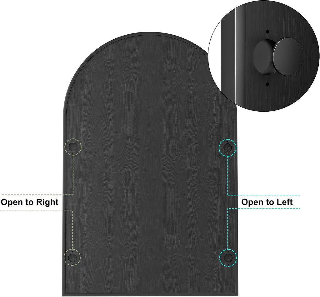 Brushed Black Arched Medicine Cabinet with Mirror, Wall Mount Bathroom Storage Cabinet, Surface Mount, Reversible Left/Right Opening Door, Modern Metal Framed Mirror Cabinet, 20 x 30 Inch