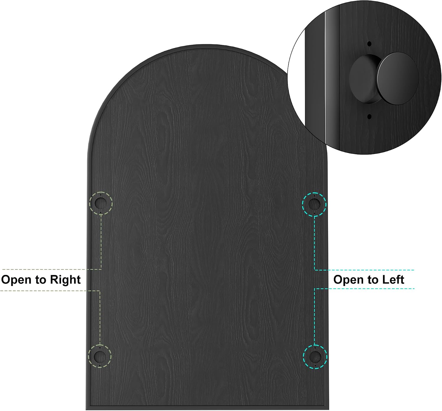 Brushed Black Arched Medicine Cabinet with Mirror, Wall Mount Bathroom Storage Cabinet, Surface Mount, Reversible Left/Right Opening Door, Modern Metal Framed Mirror Cabinet, 20 x 30 Inch