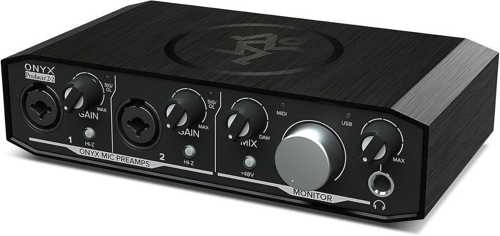 Audiosavings Bundle: Mackie Onyx Producer 2.2 2x2 USB Audio MIDI Recording Studio Interface Bundle with Rockville RLS2400 Lightweight Folding DJ Laptop Stand (2 Items)