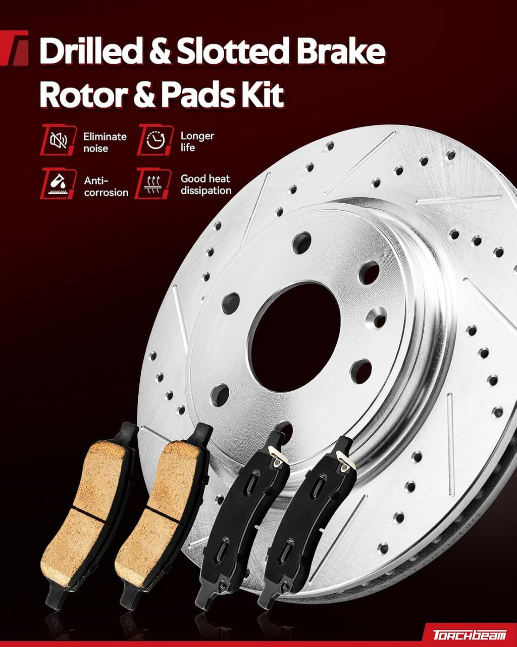 Torchbeam 330mm(12.99 inch) Front Brake kit| Brake Pads and Rotors Kit Compatible with Front For: Chevrolet 2005-2006 Silverado 1500, Sierra 1500,Disc Brake Rotors + Ceramic Pads Kit,6pcs,55097 D1092