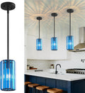 Modern Crystal Pendant Light Mini Dark Blue Chandeliers Adjustable Pendant Lights Fixture for Kitchen Island Dinning Room Corridor Bedroom(Dark Blue 3-Pack