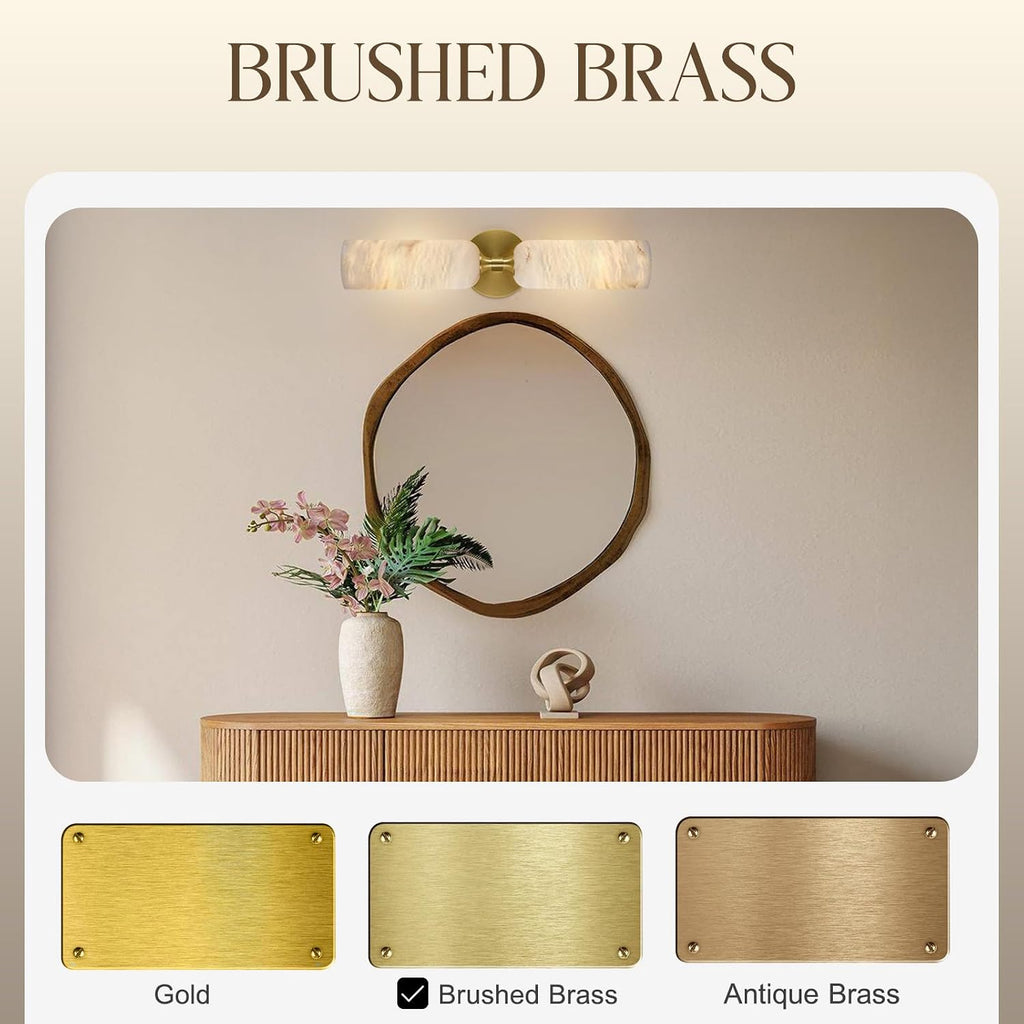 20in Alabaster Wall Sconce Antique Brass Sconces Wall Light, Imported Alabaster Modern Marble Bathroom Vanity Sconces, Gold Sconce Wall Decor, For Bedroom Living Room Staircases Hallway Foyer (1 Pcs)