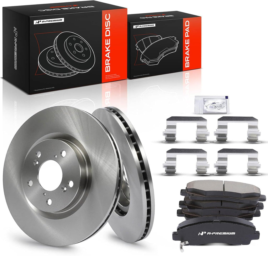 A-Premium 12.60 inch (320mm) Front Vented Disc Brake Rotors + Ceramic Pads Kit Compatible with Select Acura Models - TL 2009-2014, 3.5L 3.7L, 6-PC Set
