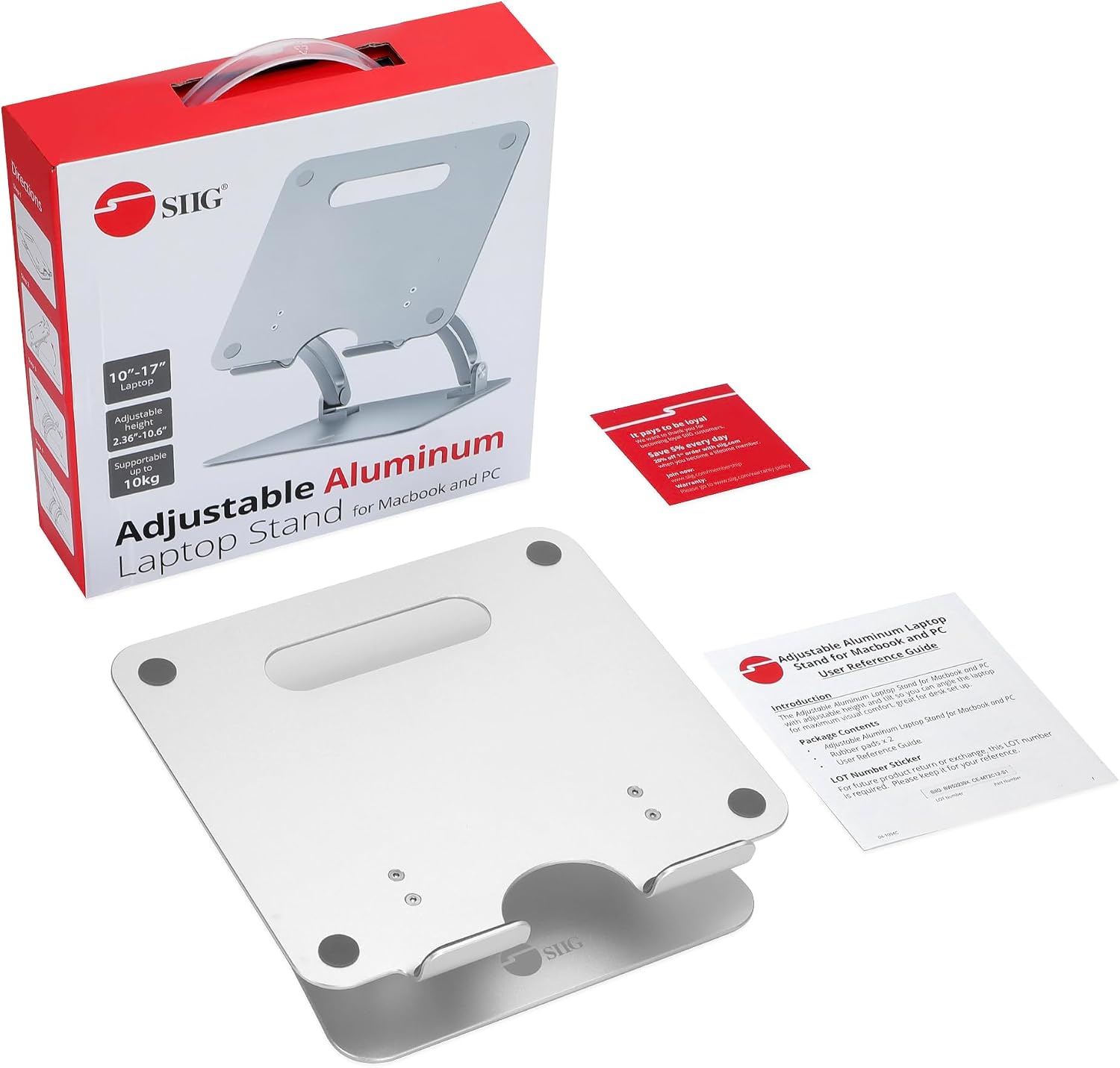 SIIG Adjustable Aluminum Laptop Stand for MacBook and PC