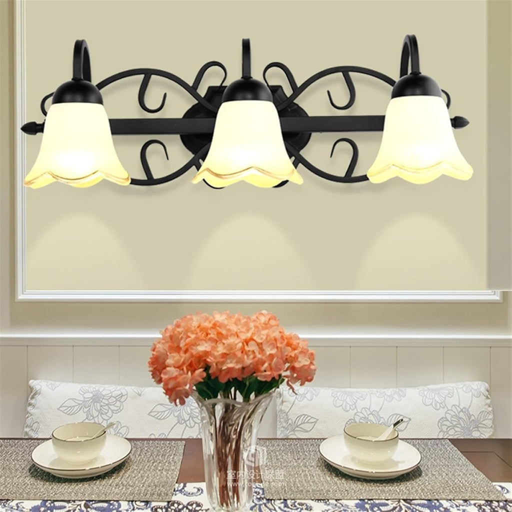 Wall Sconces, European Wall Light Mirror Light Compatible with Bathroom - Black Finishing Fixture Wall Lamp Wrought Iron Wall Light Compatible with Vanity Make Up Picture Display Wall Sconce - Makeup