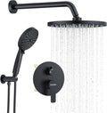 KOJOX Shower System- High Pressure Shower Head- 3 Setting Headheld Shower Head Fixtures- Shower Valve Included (Matte Black)