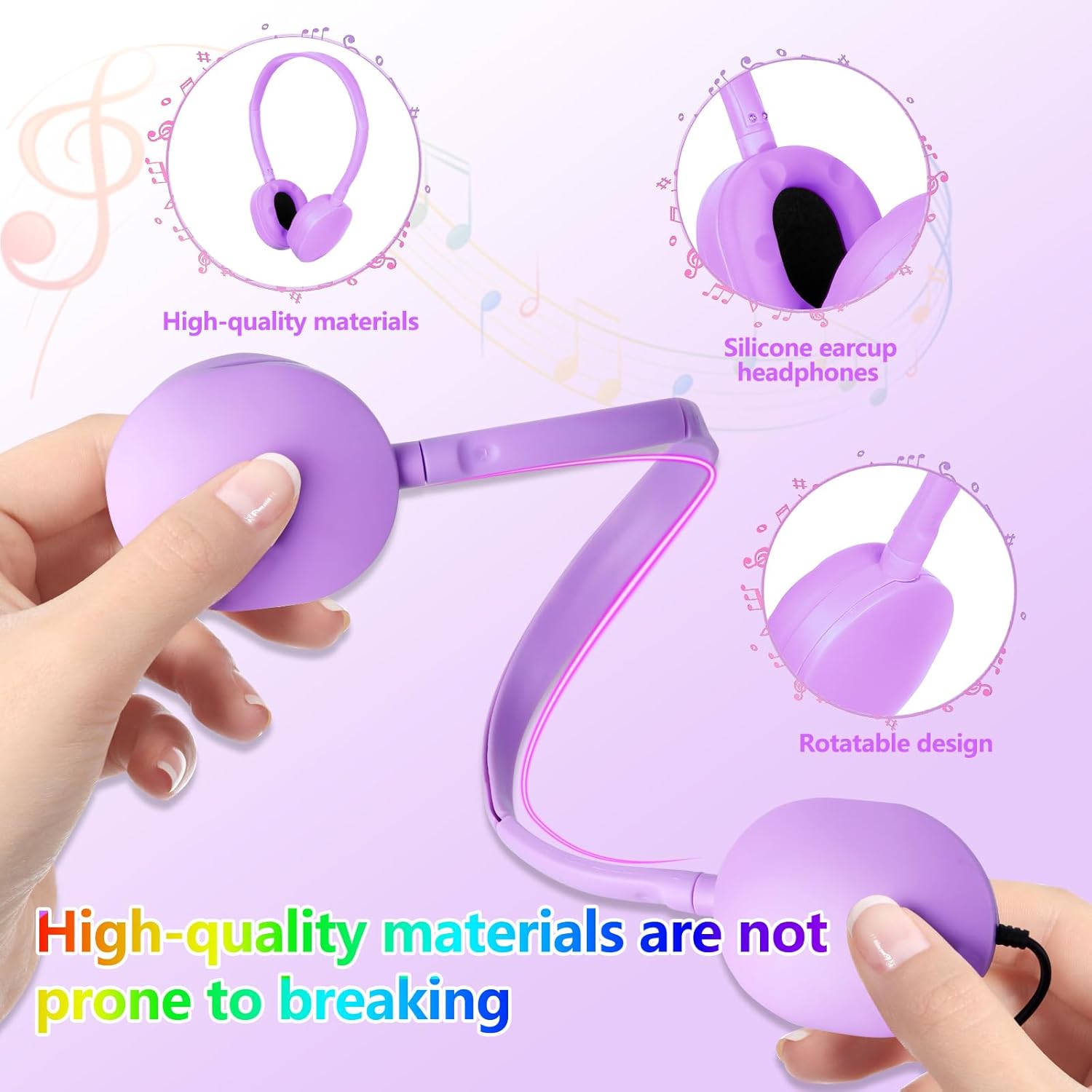 Classroom Kids Headphones Bulk 100 Pack Class Set of Headphones for Students Children Boys Girls Teen Adult,Group Learning, Computer Lab, Library, Online Lesson and Testing (10 Colors)