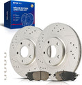 KAX Front Brake Pads and Rotors for NISSAN Murano 2009-2011, INFINITI FX35 2003-2005, Altima, FX45, Drilled and Slotted Disc Brake Rotor Ceramic Brake Pad (#31341+D969, 12.58inch, 319.5MM)
