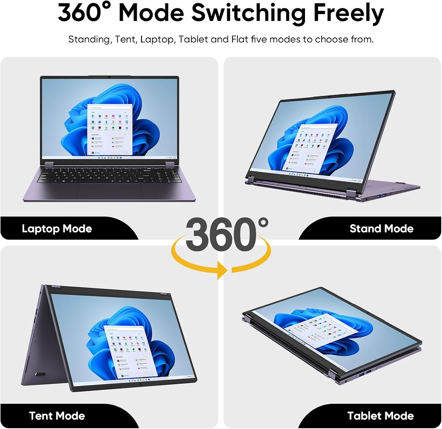 15.6' Laptop Computer 2-in-1,Win 11 Pro 8GB RAM 256GB SSD Core m3 8100Y(up to 3.40 GHz),MS Office 365 Ultra-Thin,FHD Touchscreen, Wi-Fi 5, BT5.1, RJ45,(2in1 8GB RAM 256GB SSD)