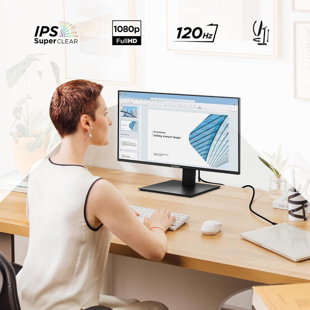ViewSonic VA2448-MHJ 24 Inch 1080p Monitor, IPS Display with 120Hz for Smooth Home and Office Viewing, Eye Care Technology, Advanced Ergonomics, HDMI, and VGA Inputs