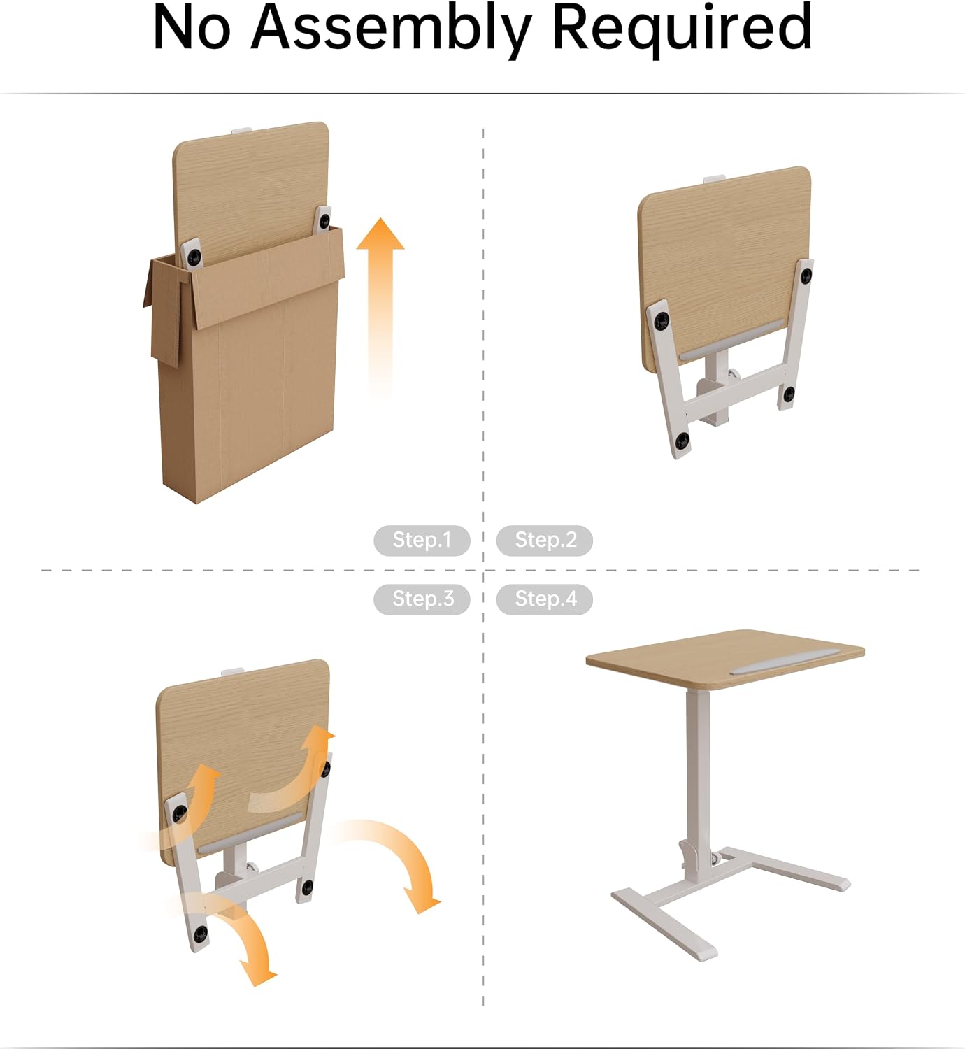 alawooder 25 Inch Mobile Folding Desk - No Assembly, Pneumatic Sit-Stand, 29-42' Height Adjustable Rolling Laptop Desk with Hidden Wheels, 0-90° Tilt Top for Home Office, Craft & Study
