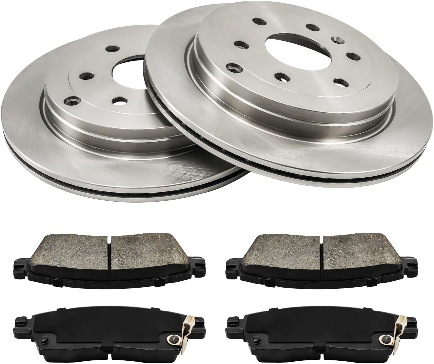Torchbeam 55151+D883 Rear Disc Brake Rotor and Ceramic Brake Pad Set Kit for Traverse, Acadia, Enclave, Outlook, Acadia Limited, Brake Pads and Rotors Kit, 6pcs