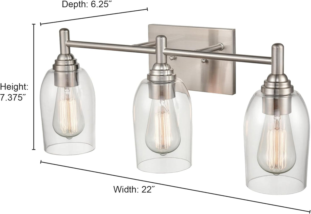ML Lighting Arlett 3-Light Vanity Brushed Nickel