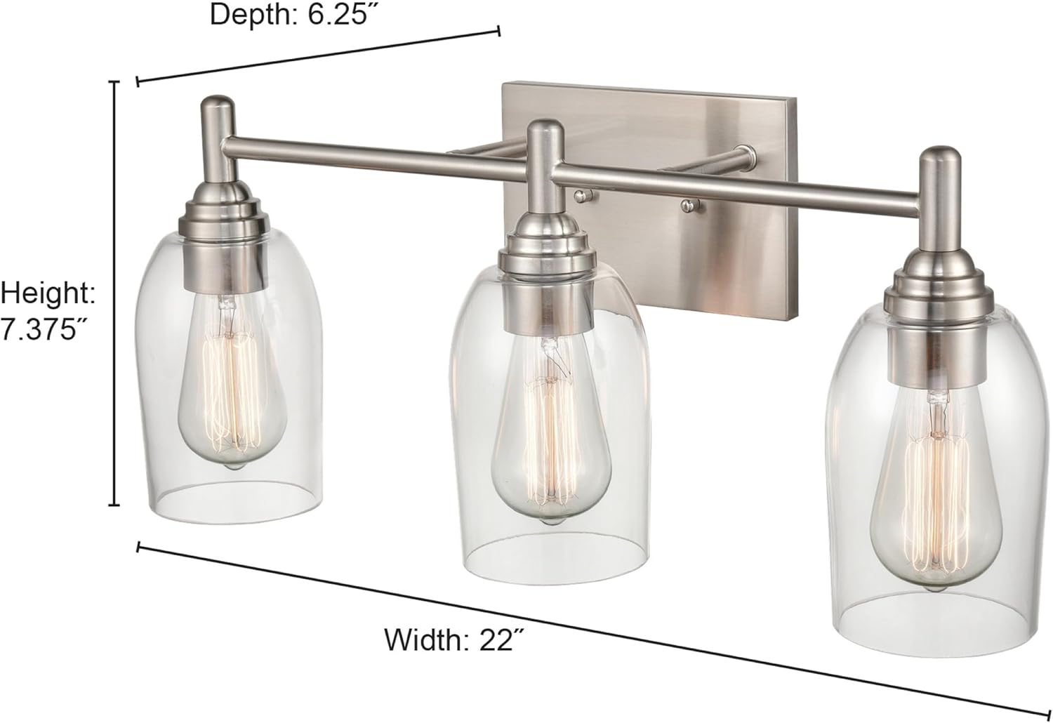 ML Lighting Arlett 3-Light Vanity Brushed Nickel