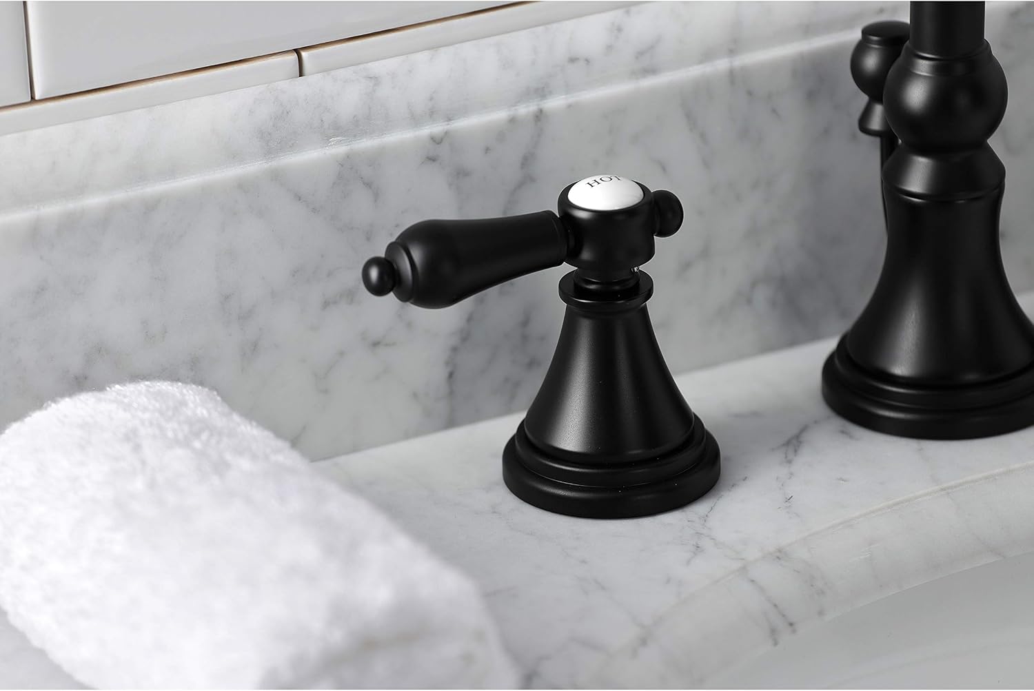 Kingston Brass KS2980BAL Heirloom Widespread Bathroom Faucet, Matte Black, 13.63 x 6.31 x 11.5