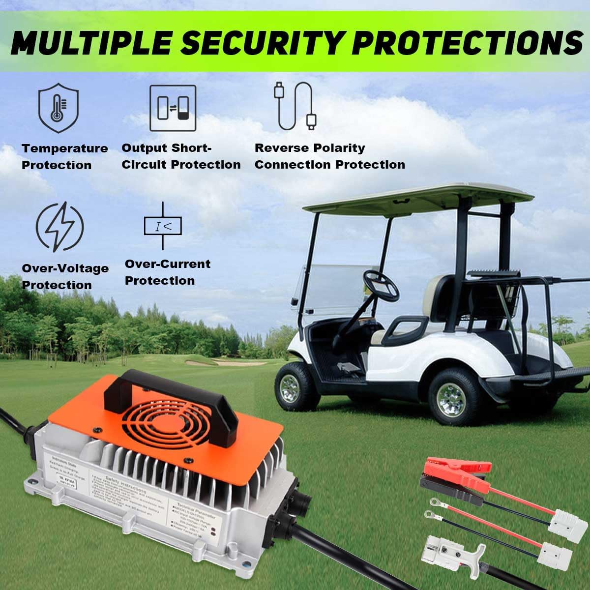 48V 160Ah Golf Cart Battery Lithium LiFePO4 Battery, with Touch Monitor & Mobile APP, 58.4V 18A Charger, Max 10.24kW Power Output, Built-in 200A BMS, Perfect for Golf Cart