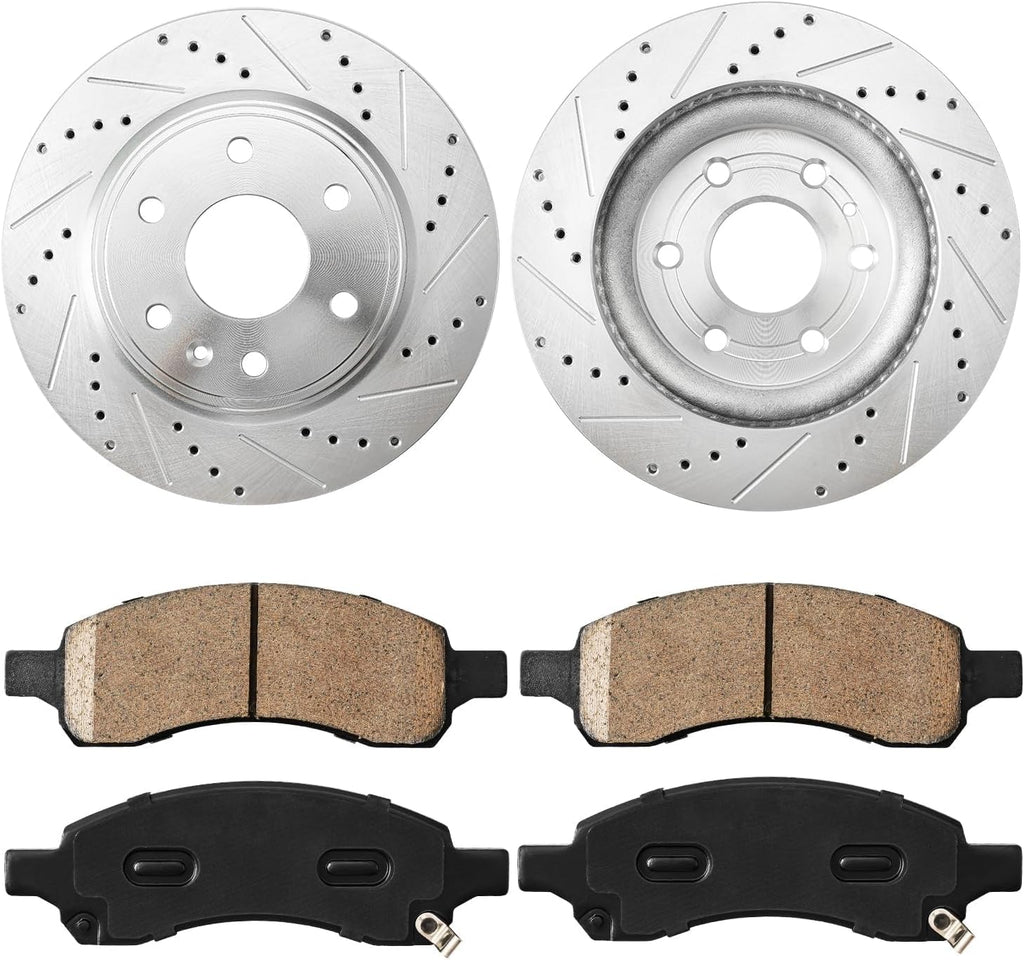 Torchbeam Front Brake Kit for 2009-2017 Traverse, 2007-2016 Acadia, 2008-2017 Enclave, 2007-2010 Outlook, 2017 Acadia Limited, Brake Pads and Rotors Kit Replacement 55150+D1169