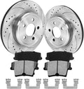 Rear Brake Pads And Rotors Kit Compatible With 2006-2022 Dodge Charger, AWD 345mm Front Rotor and 320mm(12.6in) Vented Rear Rotor, Automotive Replacement Brake Kits Drilled And Slotted Rotors