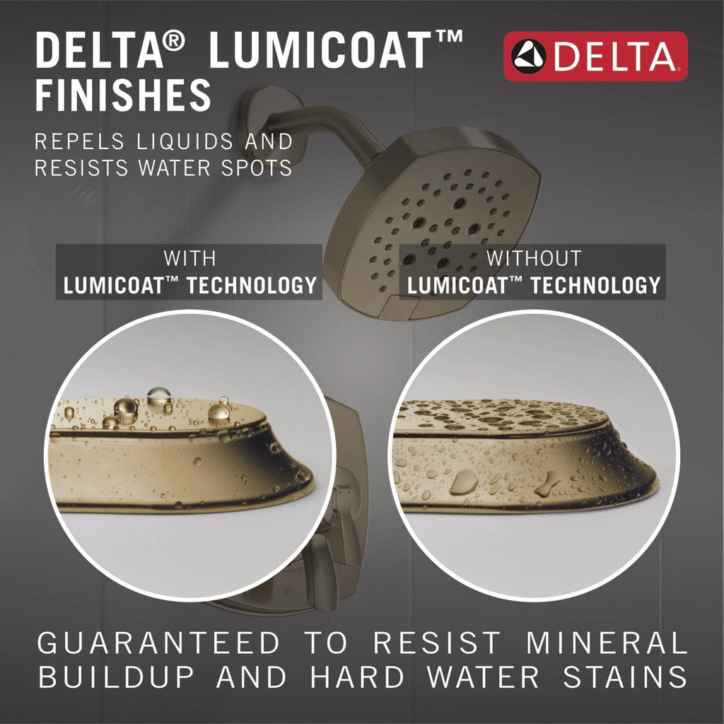 Delta Faucet 5-Spray In2ition 2-in-1 Dual Hand Held Shower Head with Hose, H2Okinetic Handheld Shower Head with Magnetic Docking, Gold Handheld Shower Heads, Lumicoat Champagne Bronze 58620-CZ-PR-PK