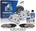 Detroit Axle - Front Brake Kit for 2005-2007 Chevrolet Silverado 1500 GMC Sierra 1500 Suburban Yukon XL Avalanche Tahoe Cadillac Escalade Disc Brake Calipers w/Brackets Ceramic Brakes Pads