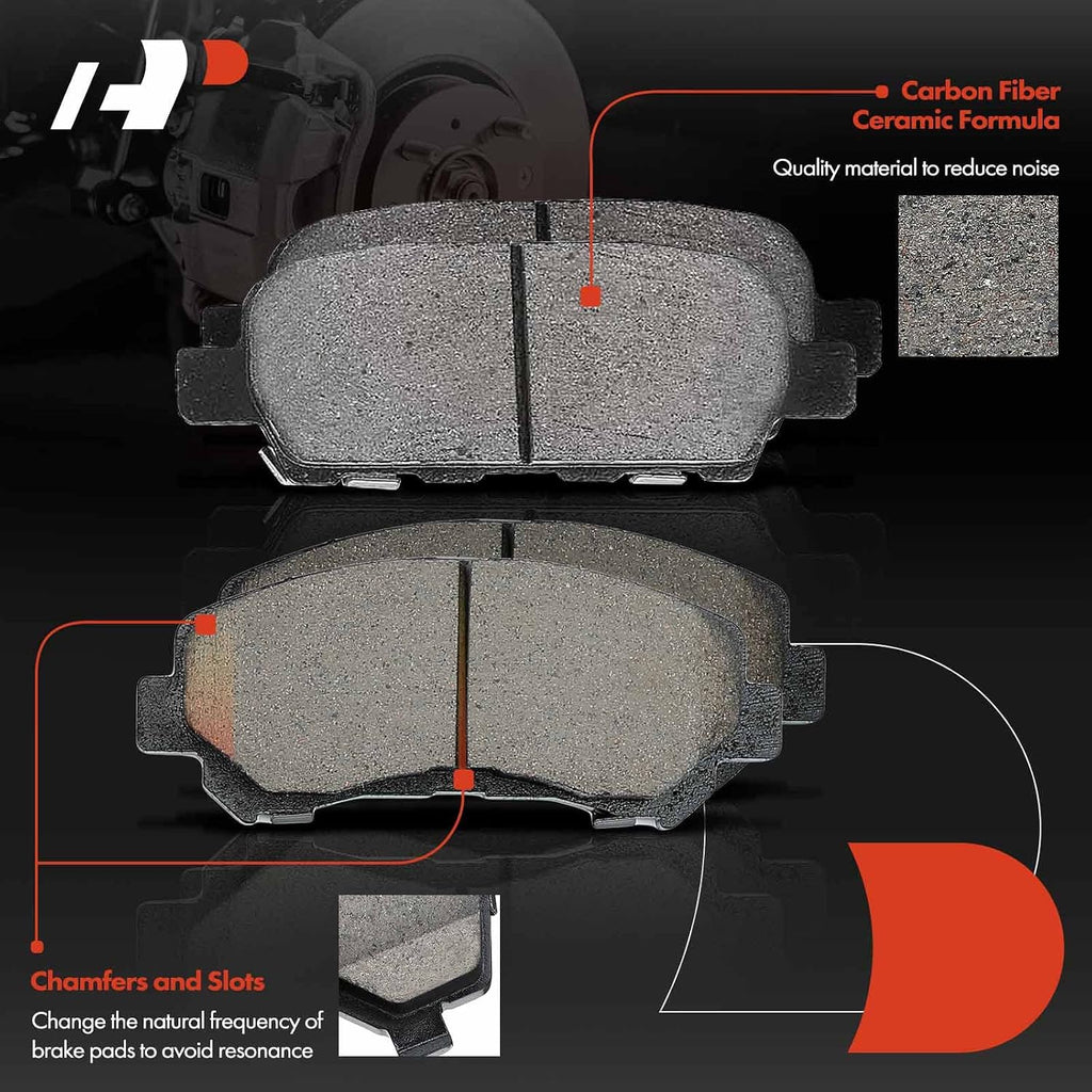 A-Premium Front Vented & Rear Solid Disc Brake Rotors + Ceramic Pads Kit Compatible with Select Nissan Models - Maxima 2009-2014 2016-2019, 3.5L, 12-PC Set