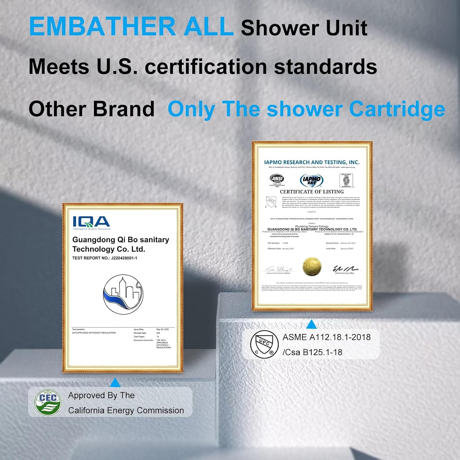 EMBATHER Brushed Gold Shower System- 12 inch Shower Faucet Sets with Rain Shower Head Hand Held Shower Head for Bathroom, Wall Mounted Square Shower Combo Set (Contain Shower Valve and Trim)