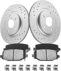 Rear Brake Pads And Rotors Kit Compatible With 2012-2020 Dodge Grand Caravan, Journey, Automotive Replacement Brake Kits 53069 D1596-8811 Geomet Drilled And Slotted Rotors 328mm(12.9in)