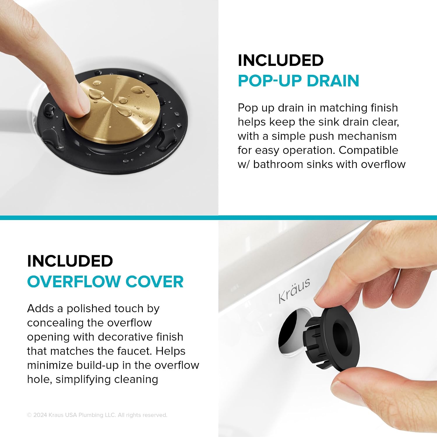 KRAUS Indy Centerset Bathroom Faucet in Spot-Free Brushed Brass/Matte Black with 2 Handles, Pop Up Drain and Supply Lines, FUS-14102SFBBMB