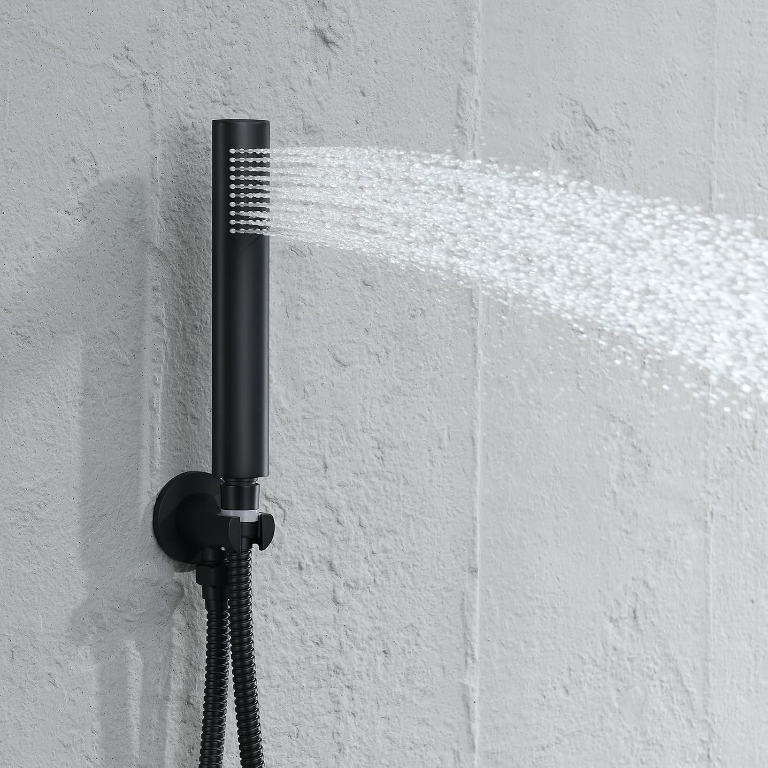 Matte Black Shower Faucet Set, Black Shower System with Rain Shower and Handheld Bathroom Ceiling 12 Inch Shower Set with Brass Valve