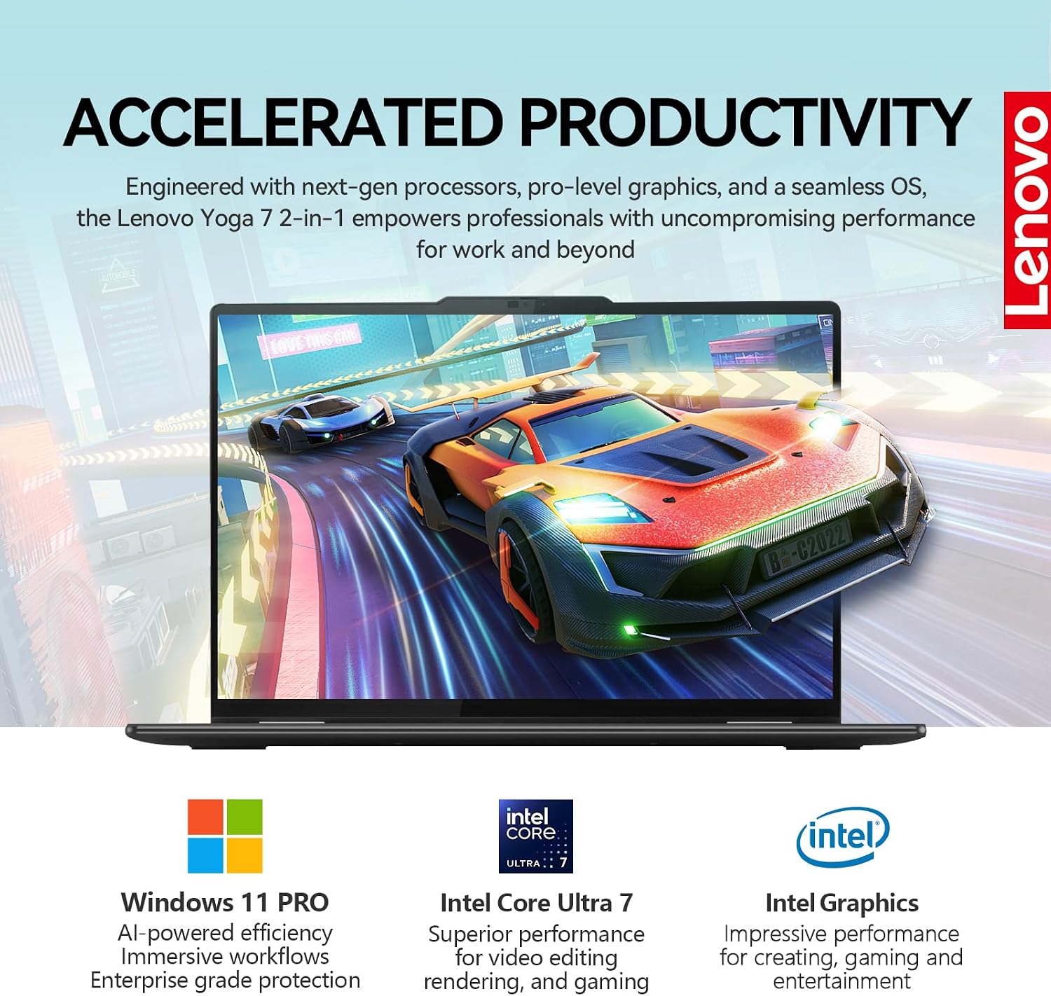 Lenovo 2025 Yoga 7i 2 in 1 Laptop Touchscreen|16' FHD+ 360 Foldable Touch Screen Convertible|Intel Core Ultra 7, 16GB DDR5 RAM 512GB SSD+512GB Portable SSD|Windows 11 Pro Lifetime Office|Backlit|FP